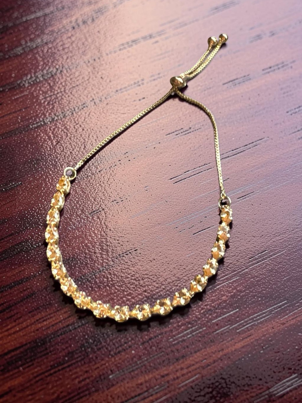 Gold Crystal Adjustable Tennis Bracelet Slider